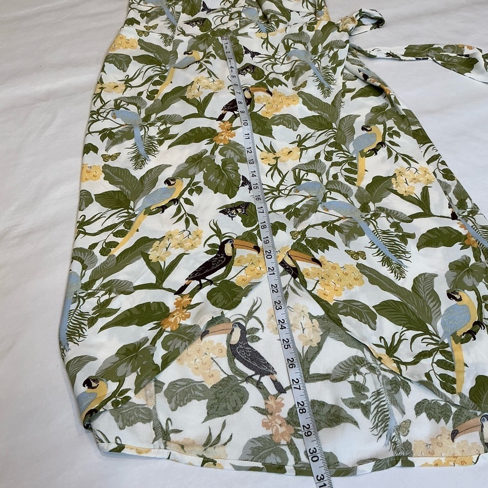 Reformation Rianne Tropics  Toucan Bird and Leaves Print Wrap Dress Size 12 - Picture 13 of 16
